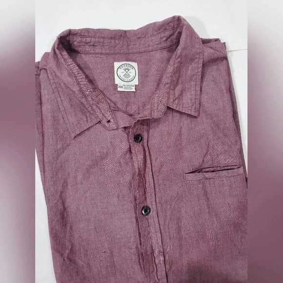 Voyager Sz 2XL Mens Short Sleeve Button Down Shirt Red Solid 100% Cotton Casual - Picture 1 of 8